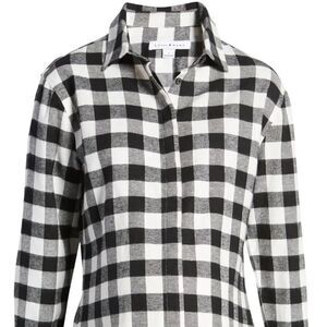 NWT Loyal Hana LOCHLYN BLACK WHITE CHECK BUTTON DOWN TOP - size S